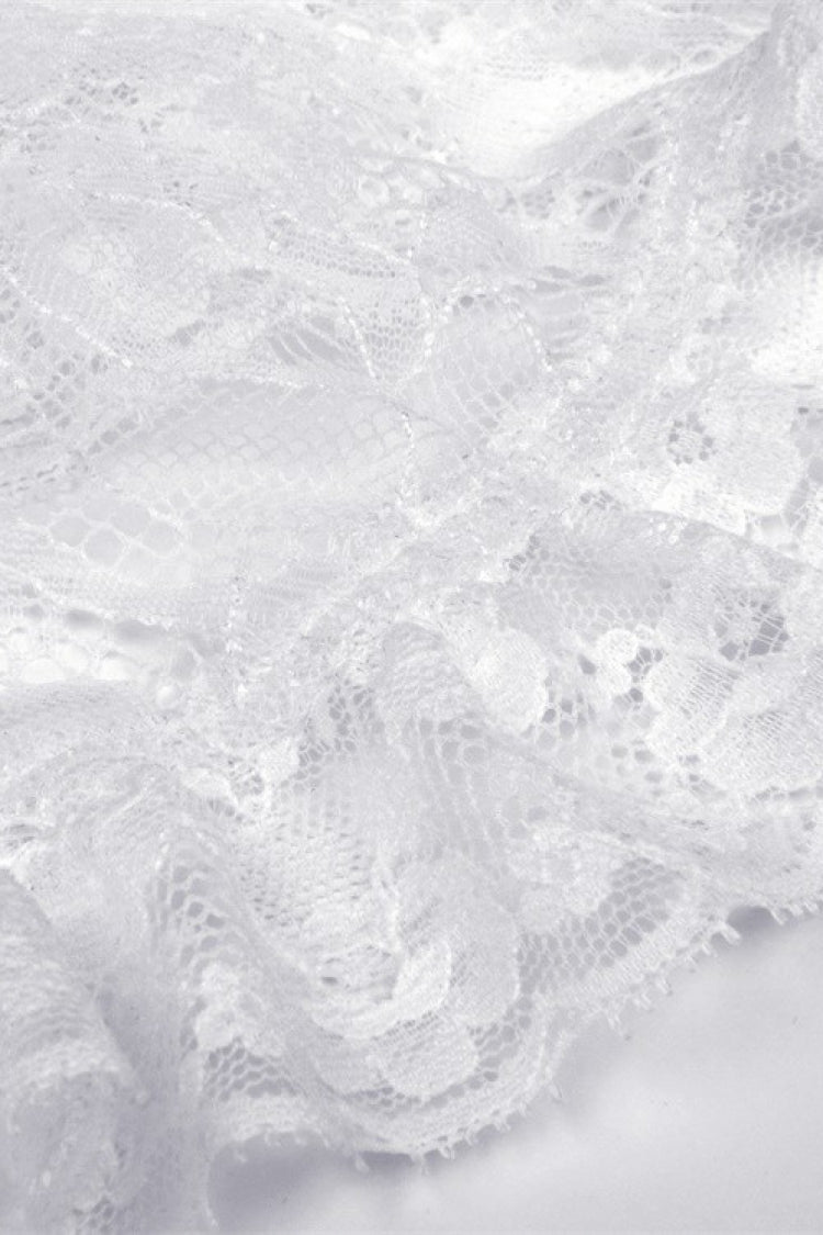 Ivory Layered Lace Square Neckline Strappy Gothic Mini Dress for Women