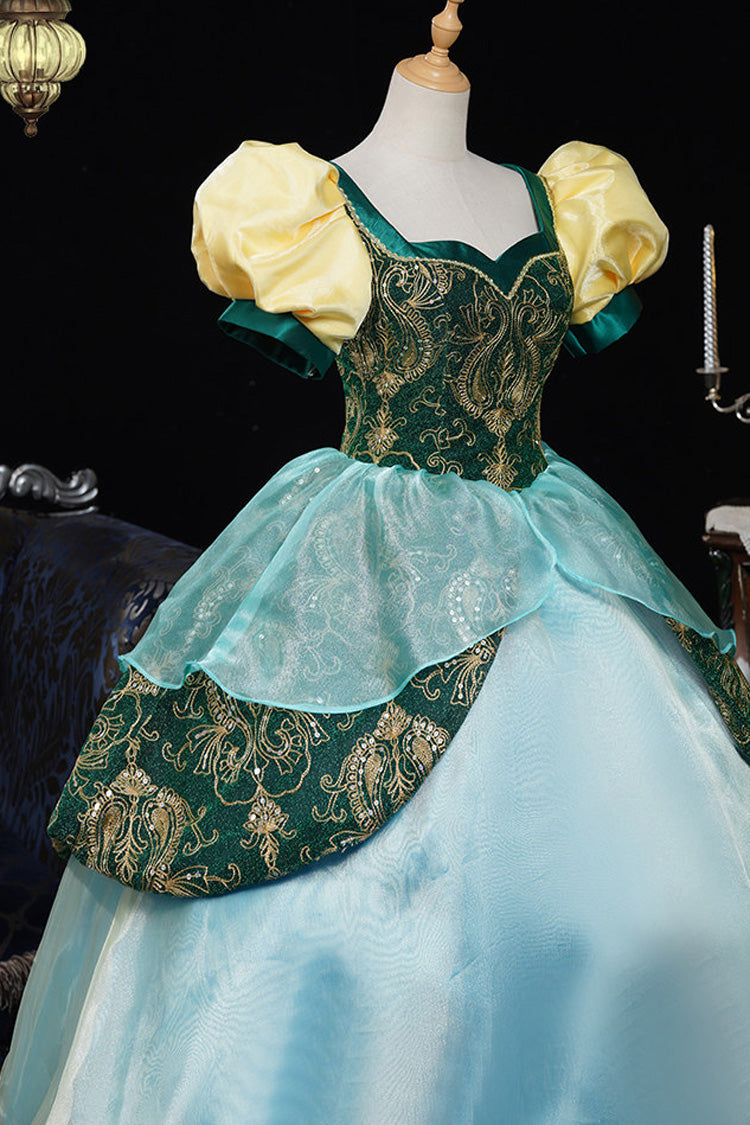 Square Collar Lantern Sleeve Embroidered Lace Victorian Palace Dress