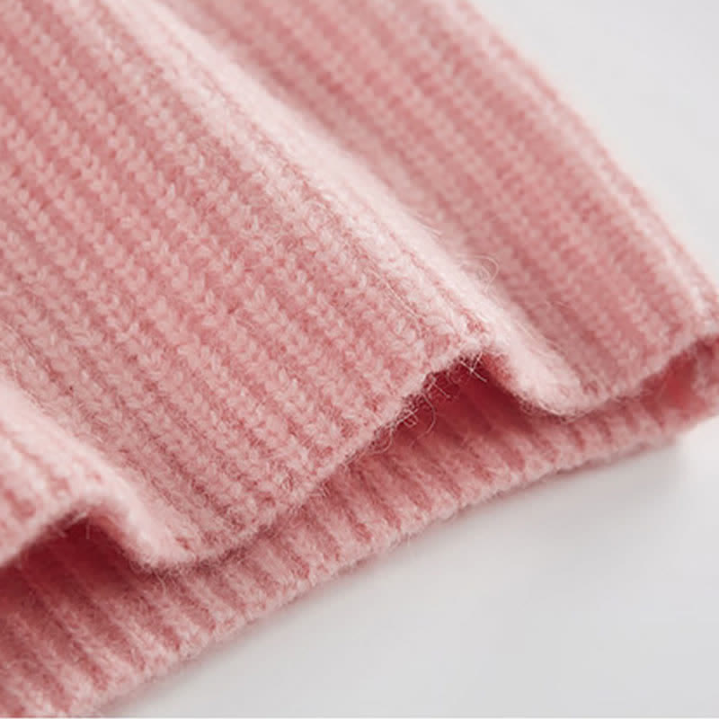 Pink Bow Knot Knit Cardigan Sweater Irregular Suspender Dress