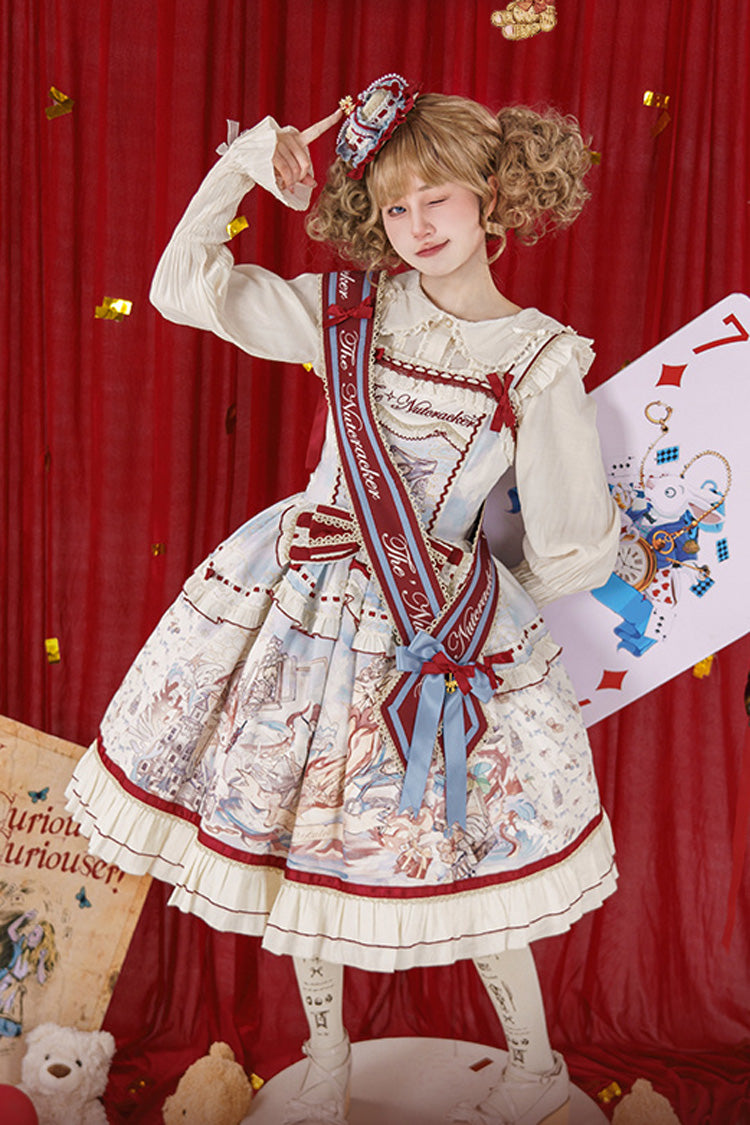 Multi-Color Print Sweet College Style Lolita JSK Dress with Bow