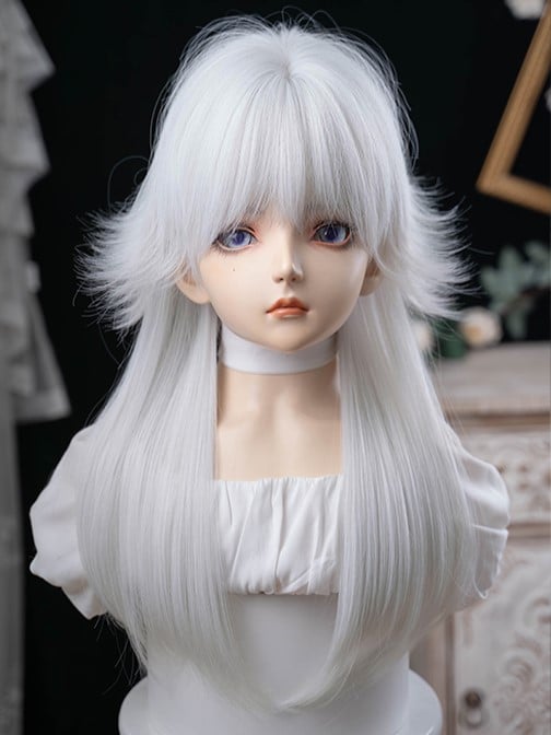 With Full Length 64CM Bangs Wig White