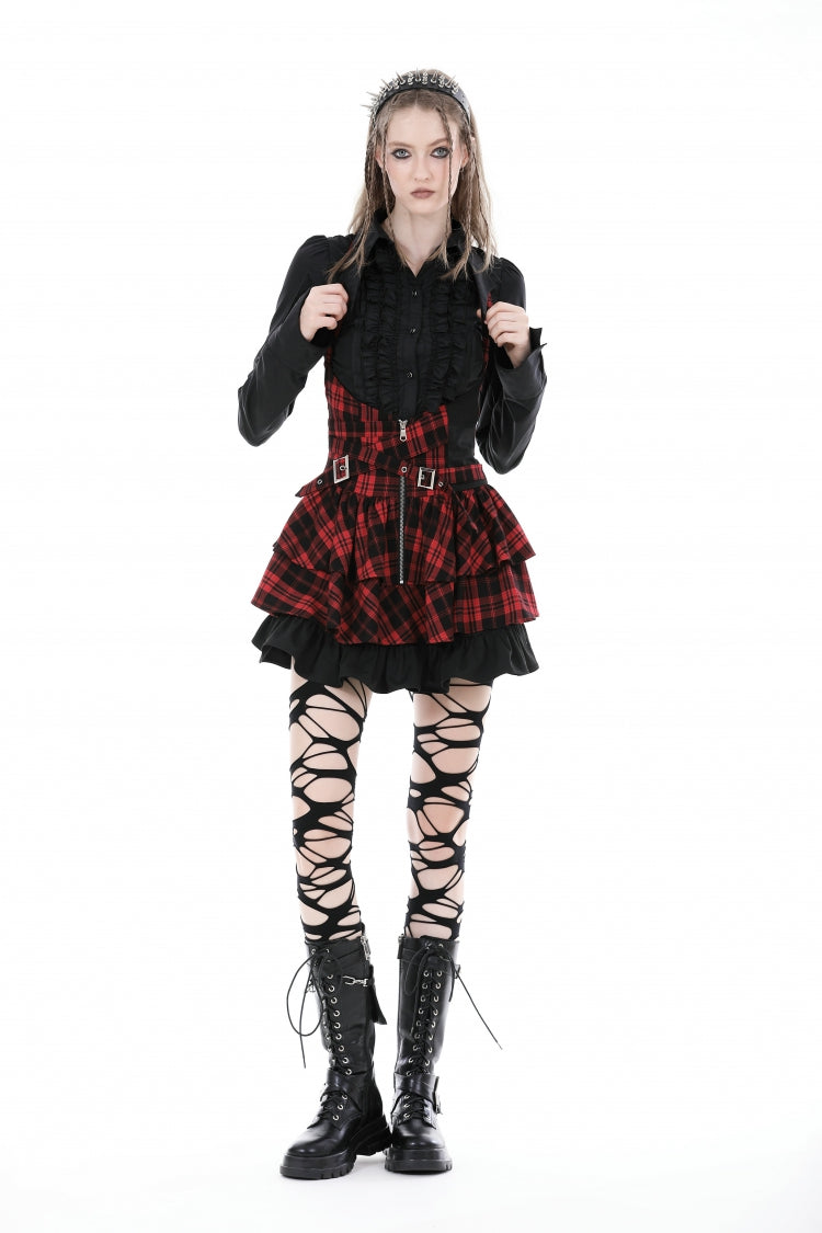 Ruffled Gothic Blouse with Turn-Down Collar