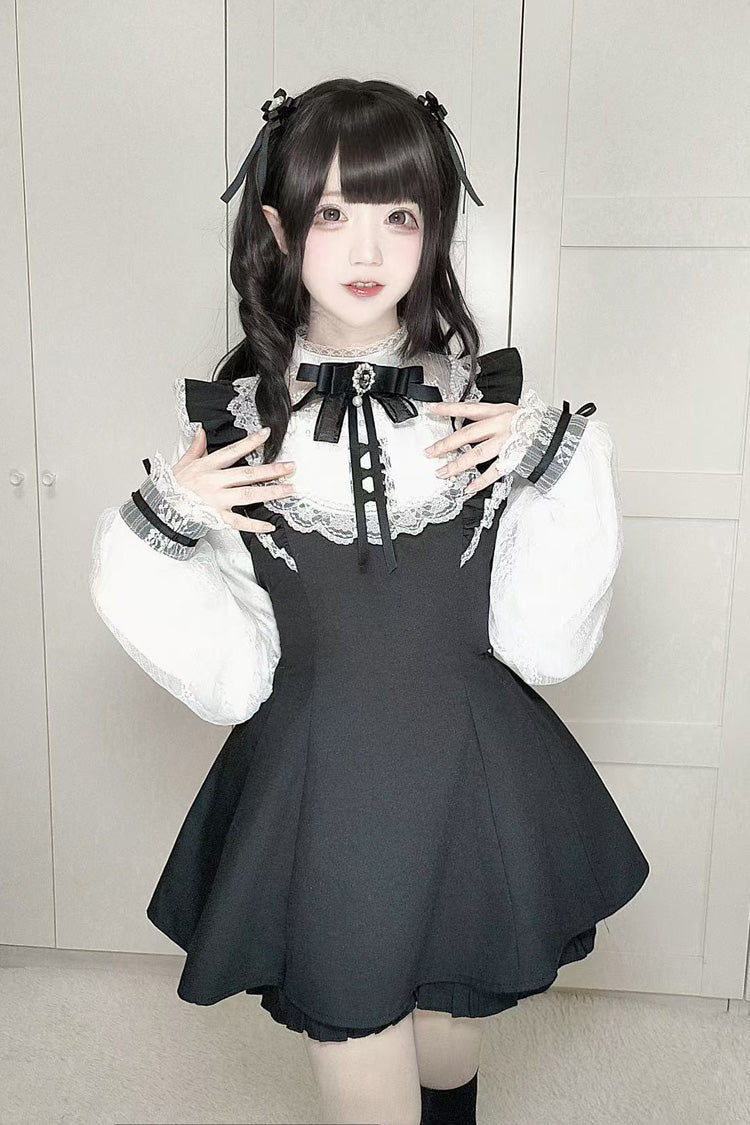 First Love Contract Bow-Trim Lace Gothic Streetwear Dress Ensemble with Four Variations