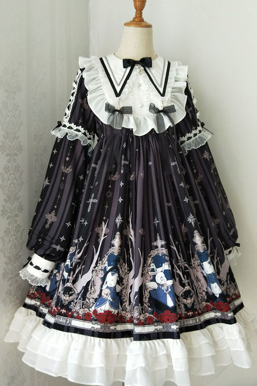 Round Collar Gothic OP Dress Long Sleeves