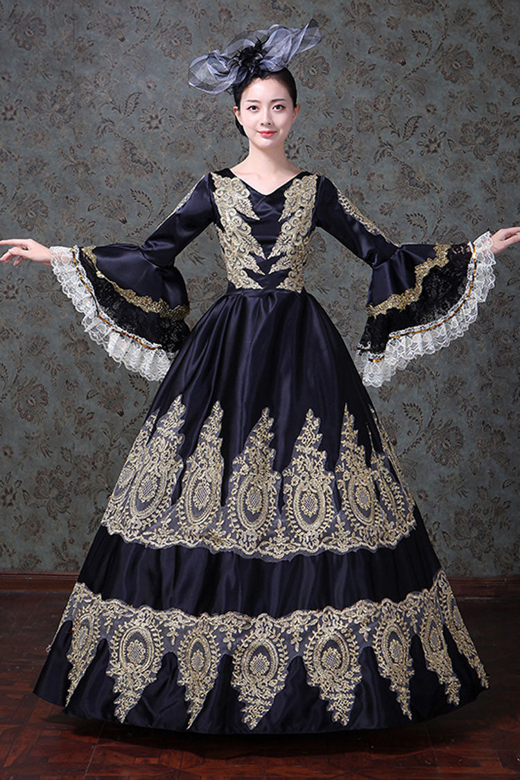 Victorian Lolita Prom Dress with High Waist and Embroidery