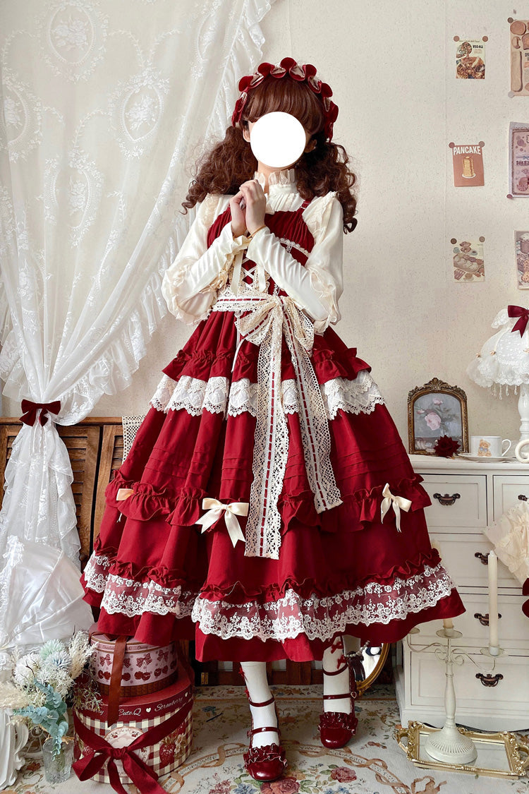 Lillian Ruffle Bow Lace Sweet Lolita Jsk Dress 4 Colors