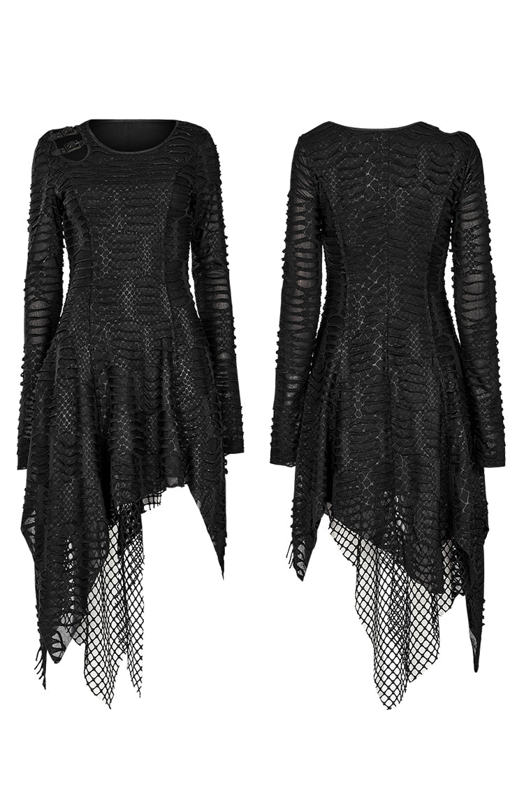Asymmetric Ripped Gothic Dress with Irregular Cutout Design for Women