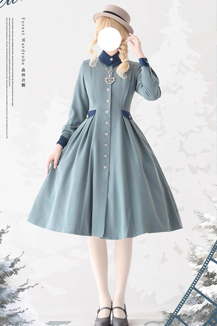 Classic Vintage Long-Sleeve Cardigan Coat in 3 Shades - Cedar Forest