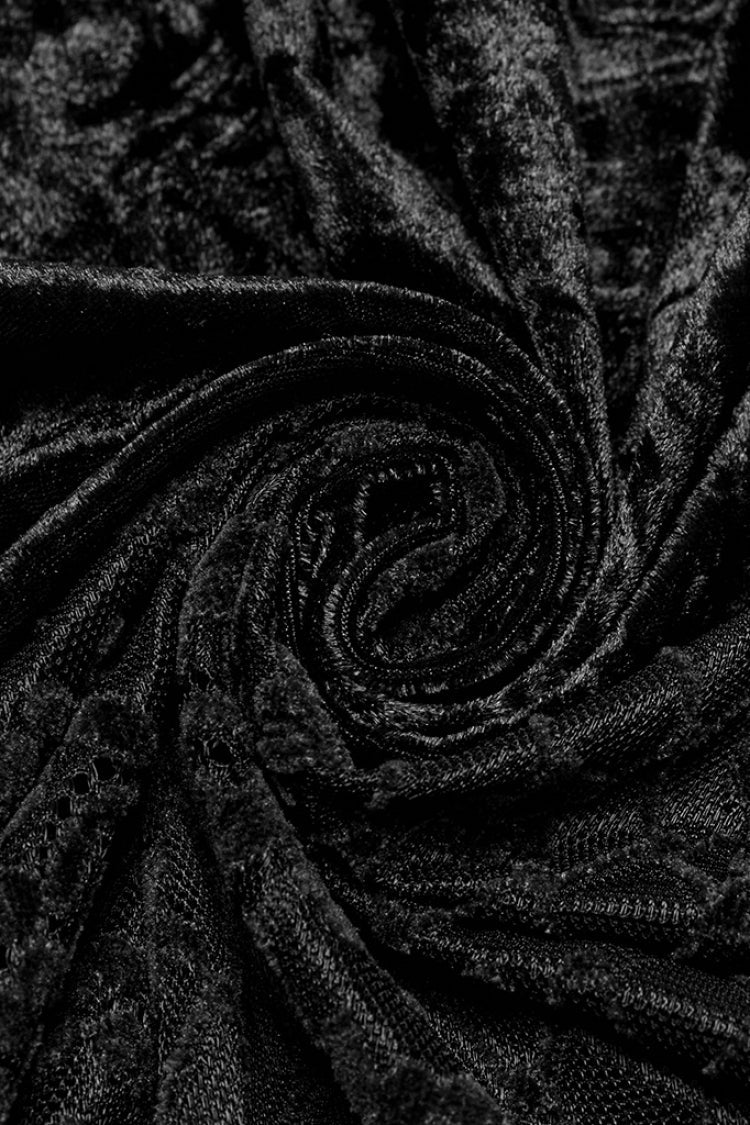 Gothic Fishtail Skirt with Batwing Embroidery & Lace Trim