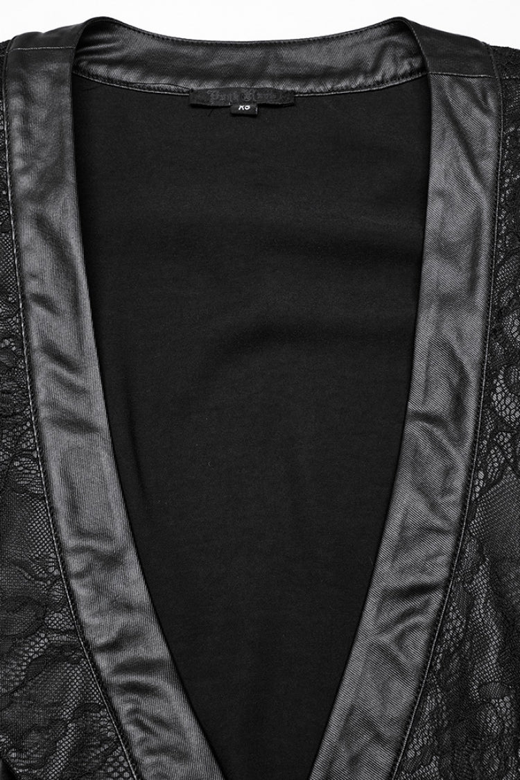 Ebony Long Sleeves Stitching Lace Asymmetrical Gothic Dress