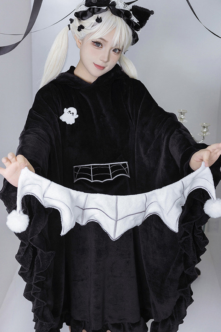 Sweet Lolita Hooded Coat Cloak with Ruffled Bat Design