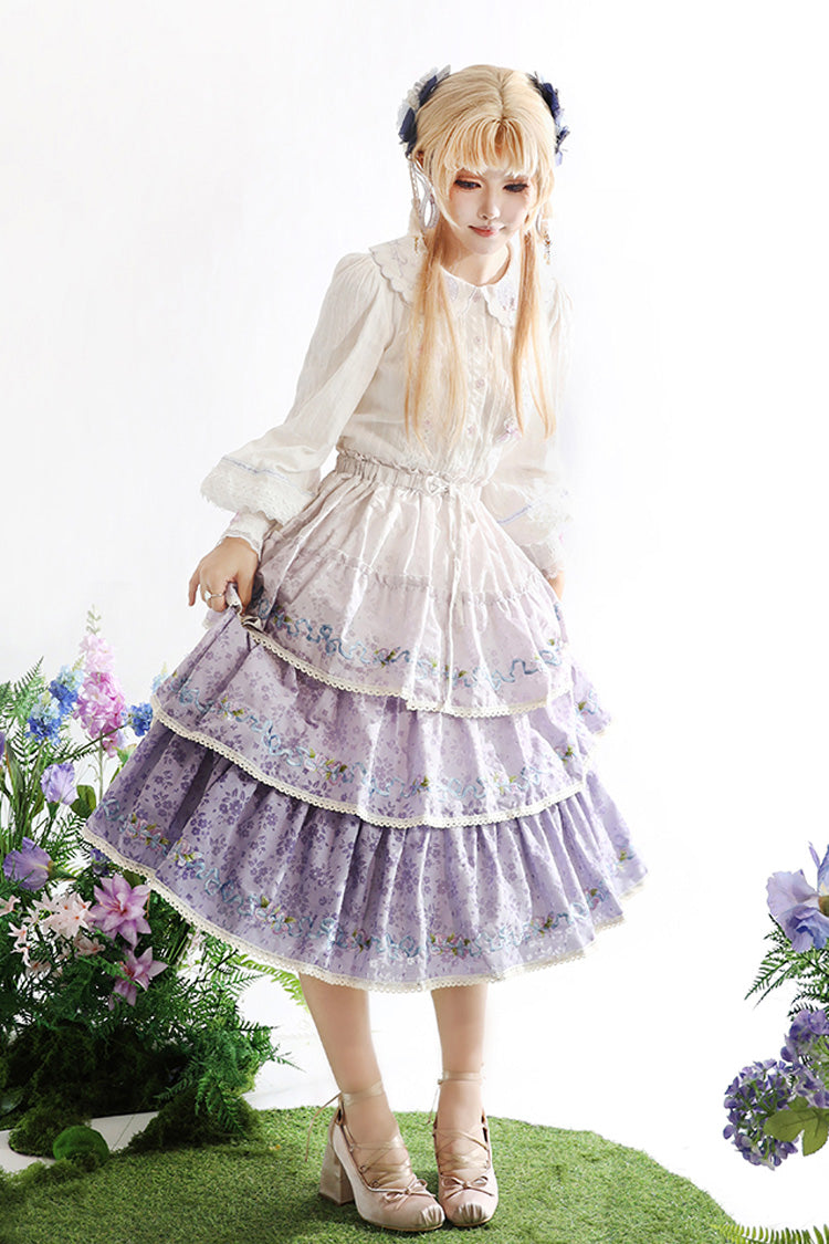Moonlight Iris Printed Lace Skirt