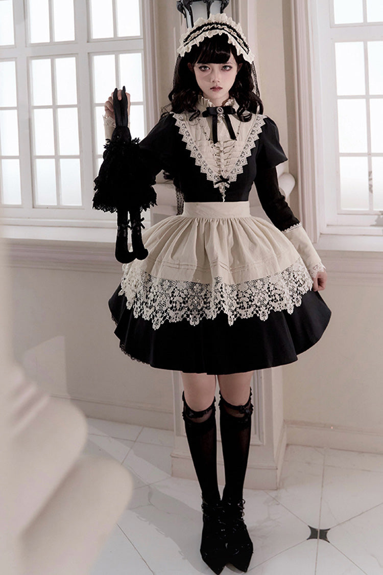 Black Gothic Short Sleeve Ruffled Nun Lolita Dress