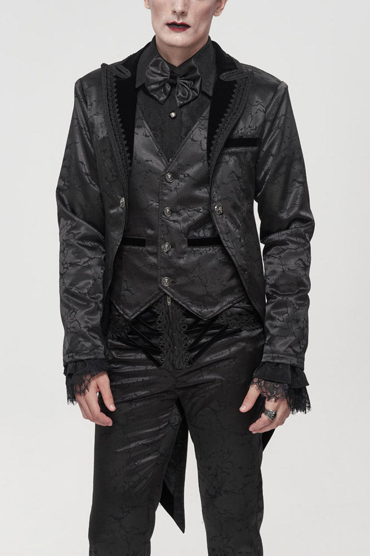 Gothic Bright Print Swallowtail Embellished Men's Coat