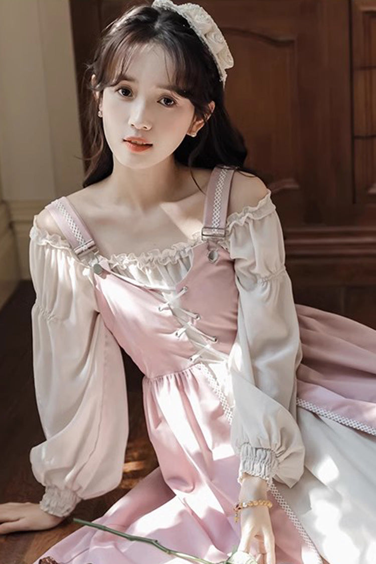 Pink Two Piece Set with Long Sleeves - Elegant Lolita