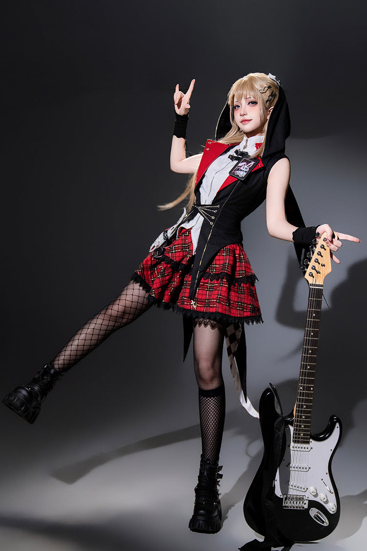Rock Bunny Hooded Punk Skirt Set