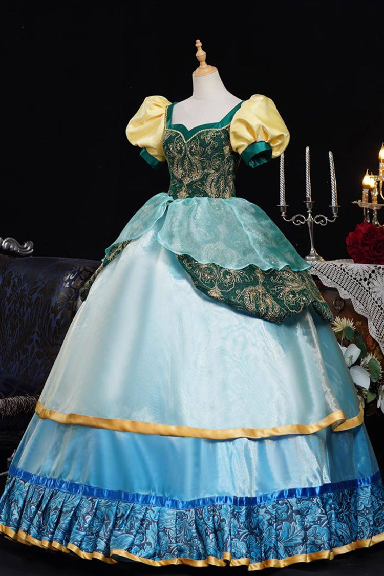 Square Collar Lantern Sleeve Embroidered Lace Victorian Palace Dress