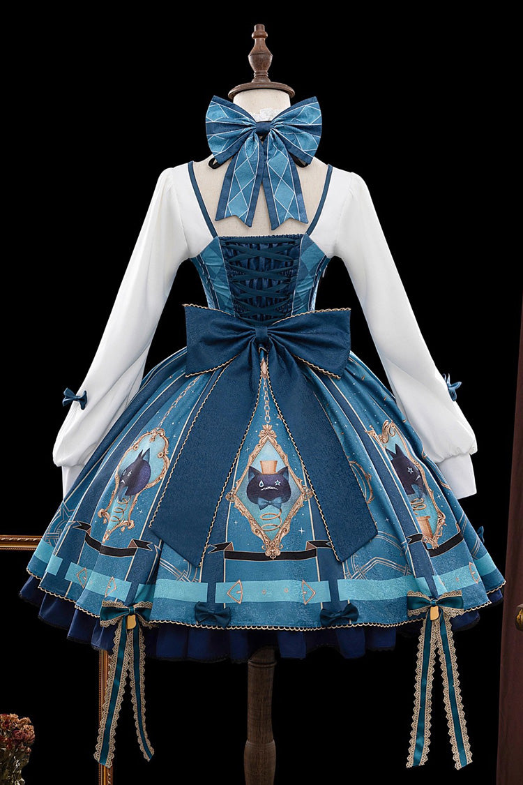 Genshin Impact Lynette Cafe Style Long-Sleeve Bowknot Lace Dress Set