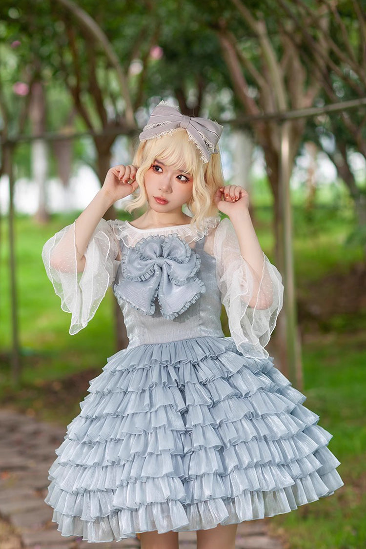 Plaid Print Ruffled Bow Sweet Tiered Dress - 3 Variants