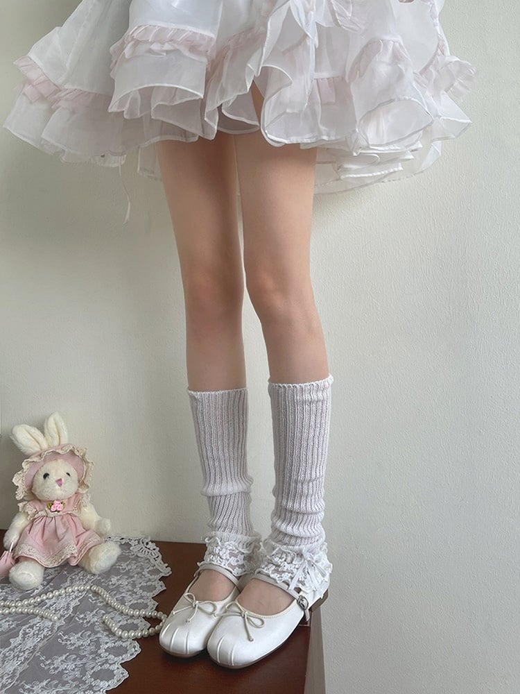 Trims Lolita Ruffle Leg White Lace Warmers