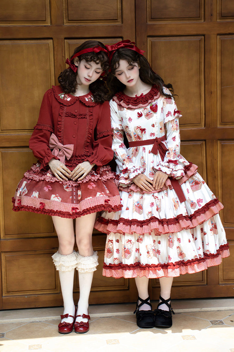 Strawberry Farm Print Embroidery Skirt