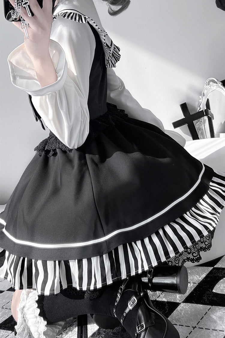 Noir Striped Bow Lace Jirai Kei JSK - Twilight Song