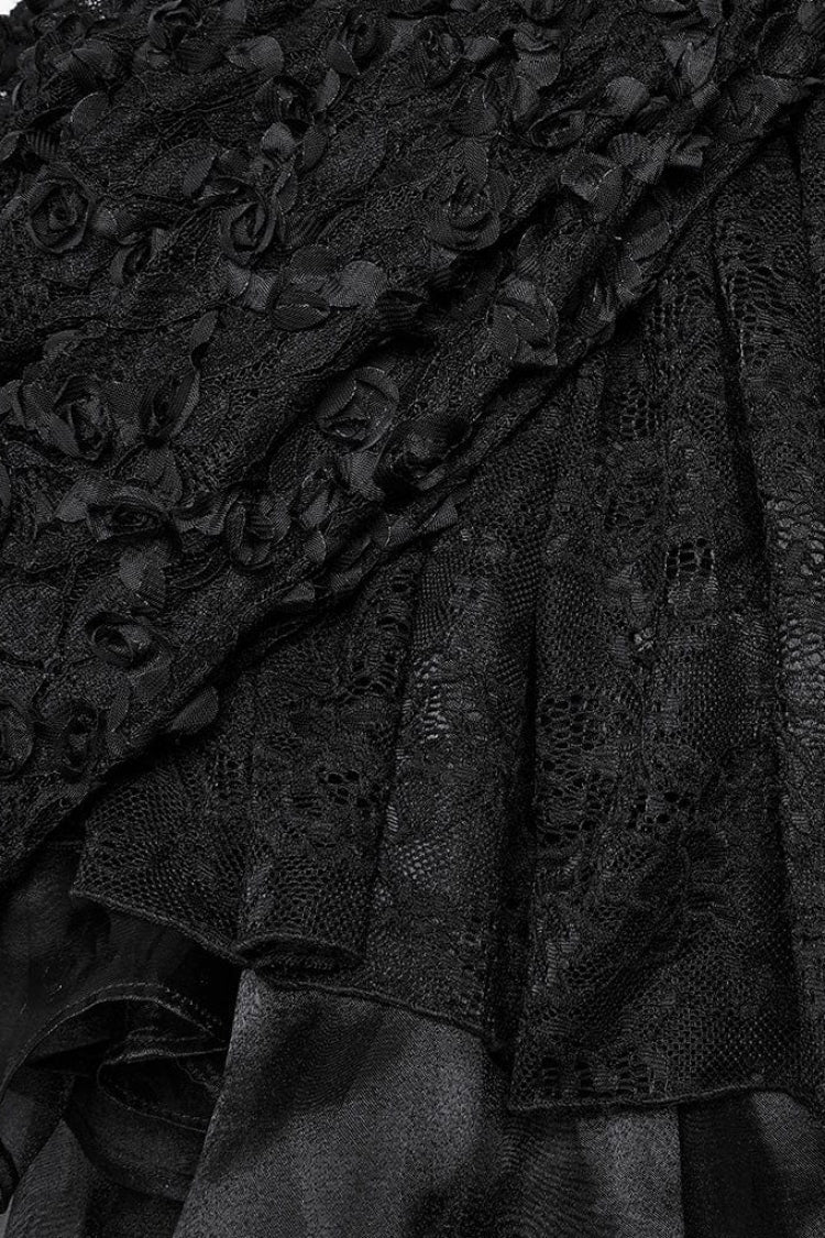 Square Collar Puff Sleeve Layered Gothic Dress
