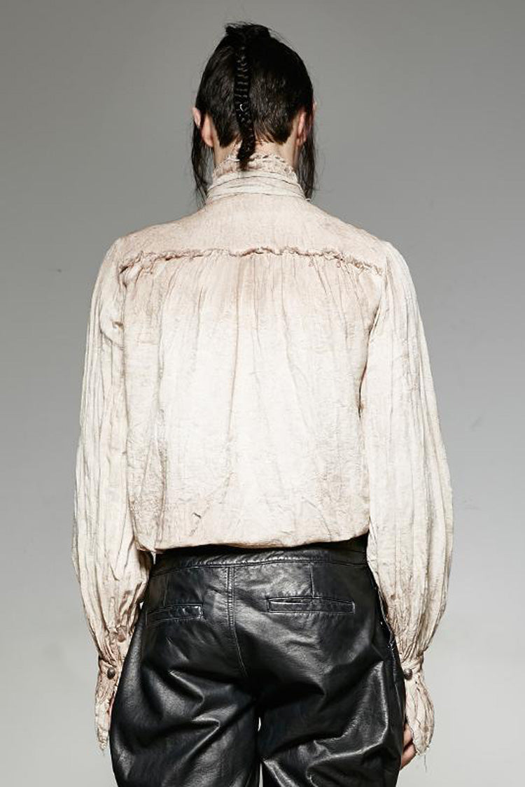 Ivory Victorian Steampunk Long Lantern Sleeve Retro Buttoned Men's Shirt