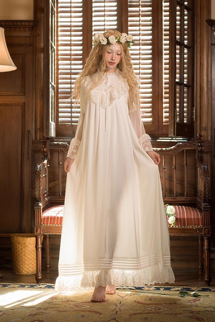 Ivory Flared Trumpet Sleeves Ruffled Lace Princess Jumper