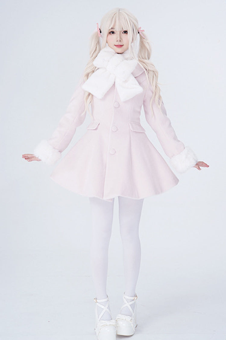 First Love Faux Fur Trimmed Wool Sweet Lolita Winter Coat for Autumn and Cold Seasons