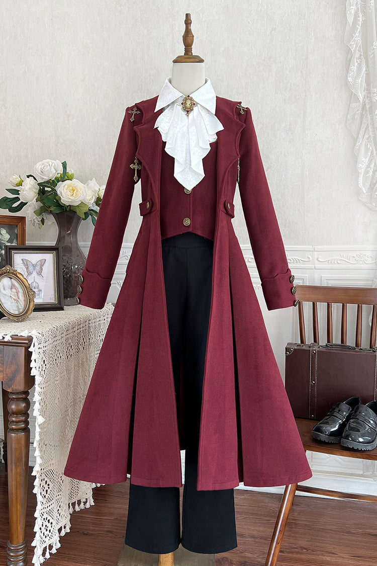 Crimson The Legend of Dracula Bat Collar Long Sleeve Prince Handsome Ouji Lolita Overcoat