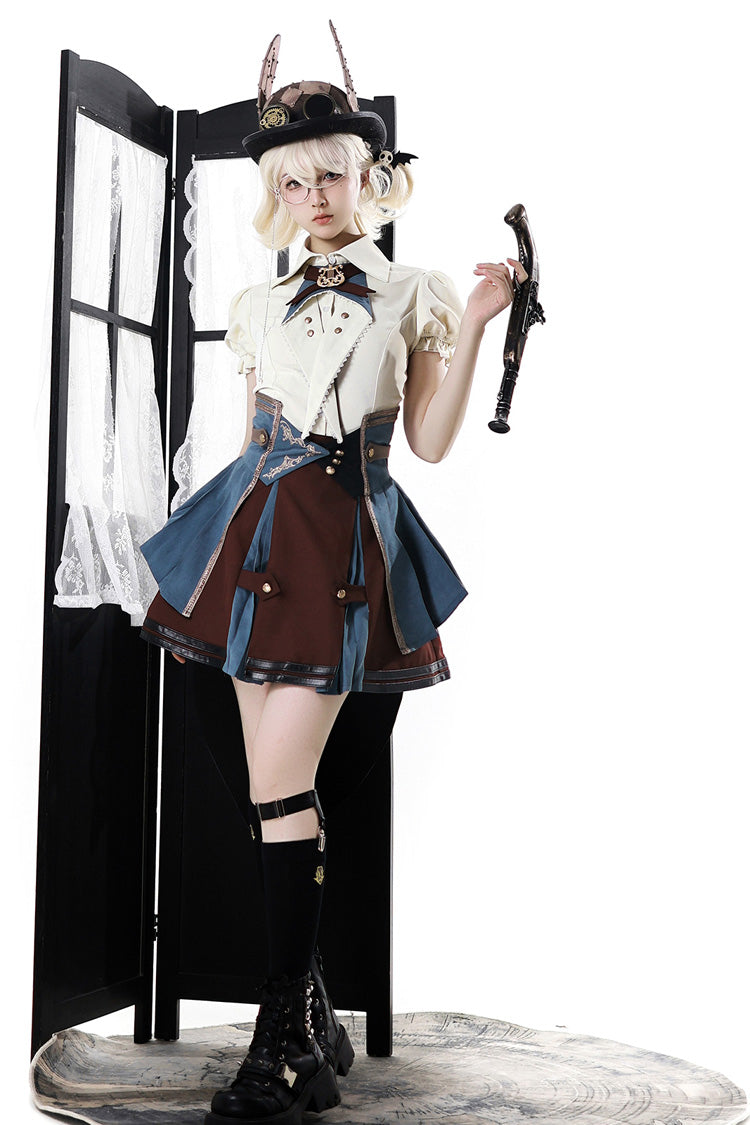 Fairy Town Train Conductor British Academic Embroidered Punk Lolita Skirt Set