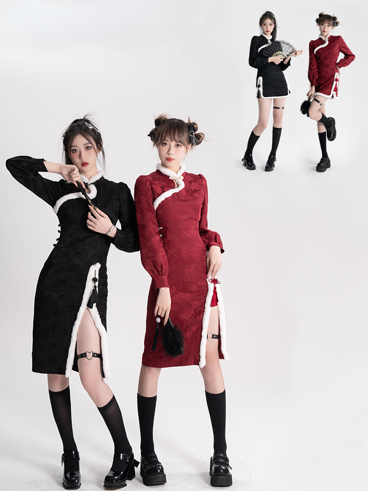 Sweet Black Red Fluffy Dragon Outfit ON814 ONI