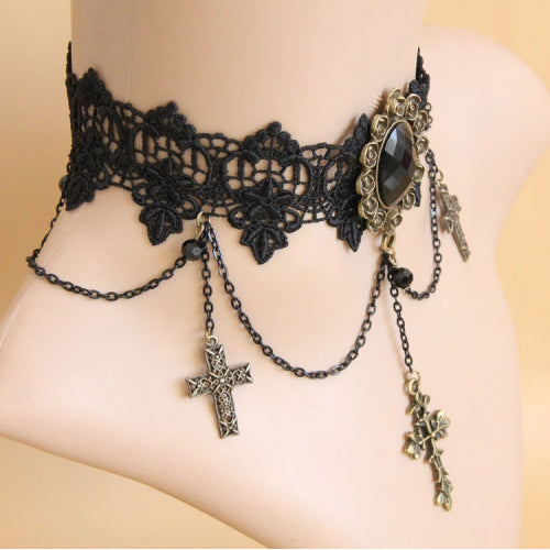 Cross Collar Harajuku Lace Gothic Necklace