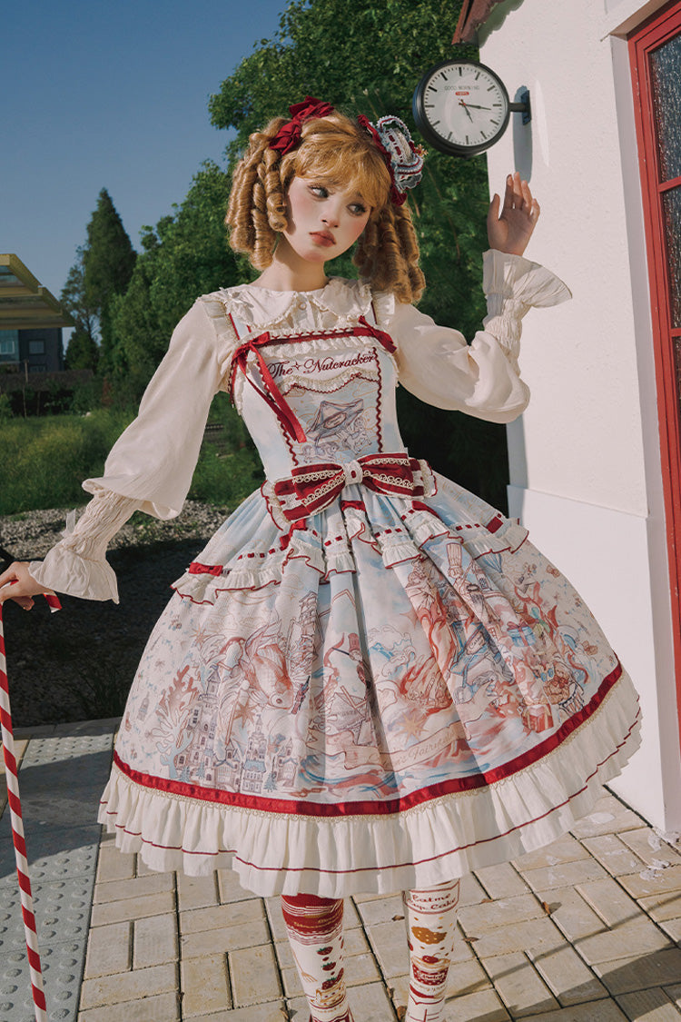 Multi-Color Print Sweet College Style Lolita JSK Dress with Bow