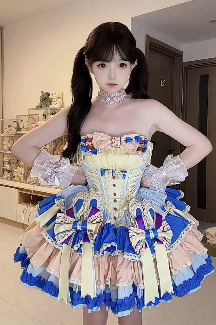 Ballet Lolita Dress with Layered Ruffles and Lace-Up