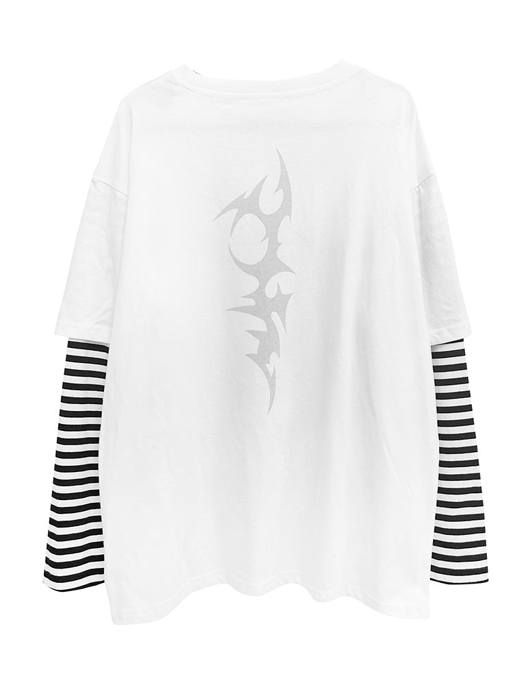 White Fake Two-piece Graphic T-shirt