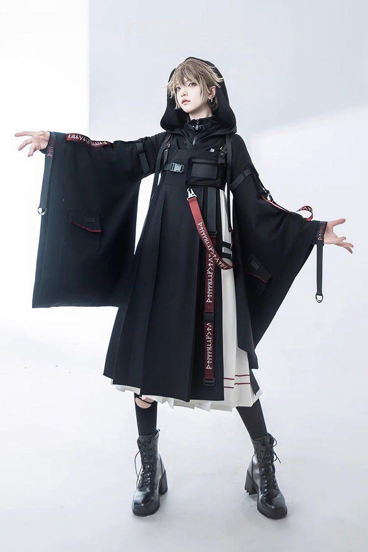 Gothic Hooded Cardigan with Blade Accents
