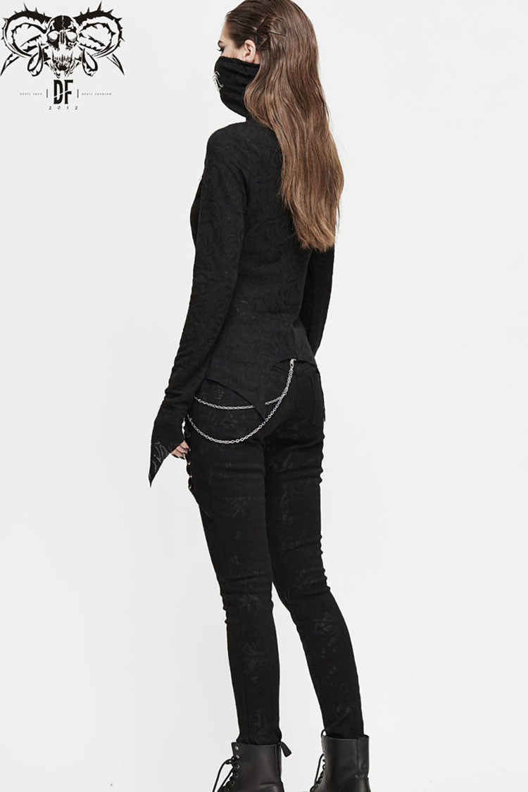 Punk Shirt with Mesh Chest Splice and Pin Decor