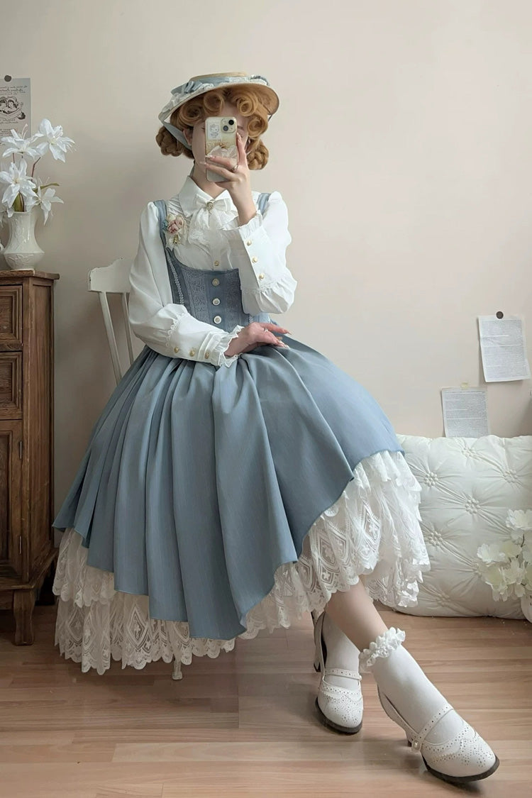 Dreamlike Realm Sleeveless Printed Ruffled Embroidered Corset Elegant Sweet Lolita JSK Dress
