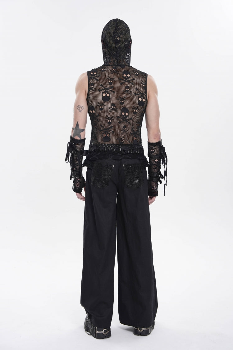 Noir Punk Trousers with Studs and Chain Details