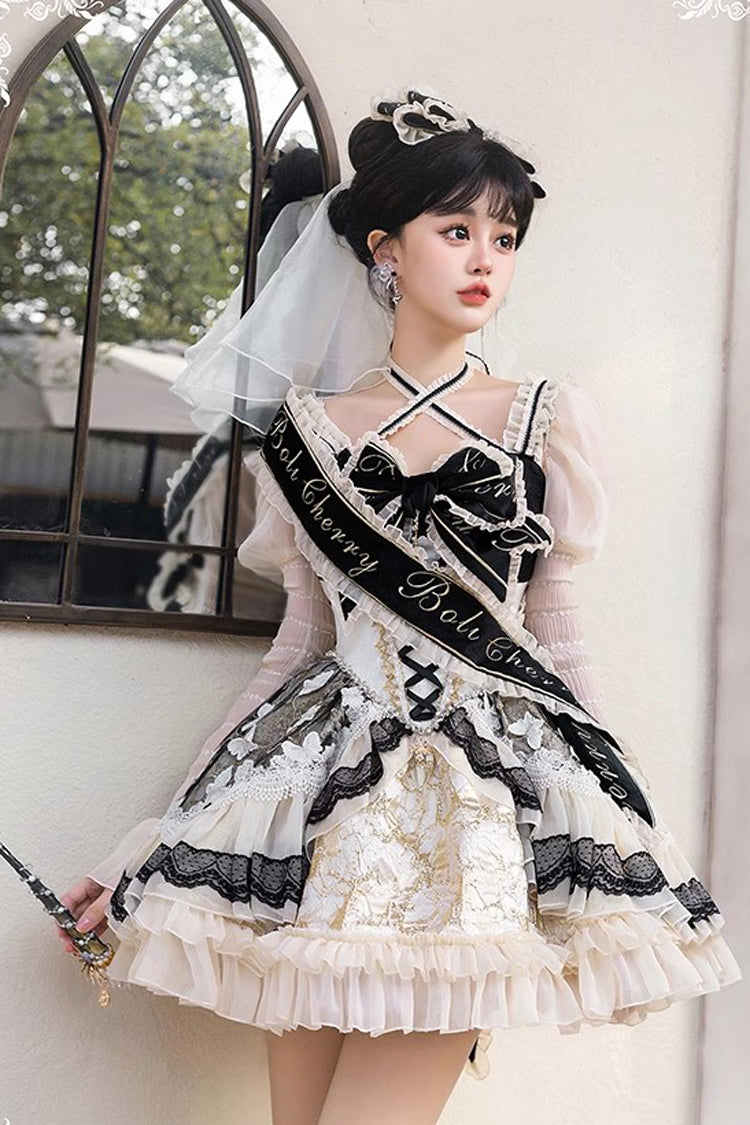 Gilded & Onyx Floral Bow Cardigan Lace Sweet Lolita Dress