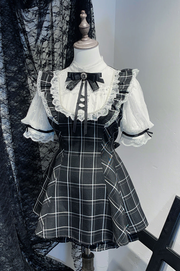 First Love Contract Bow-Trim Lace Gothic Streetwear Dress Ensemble with Four Variations
