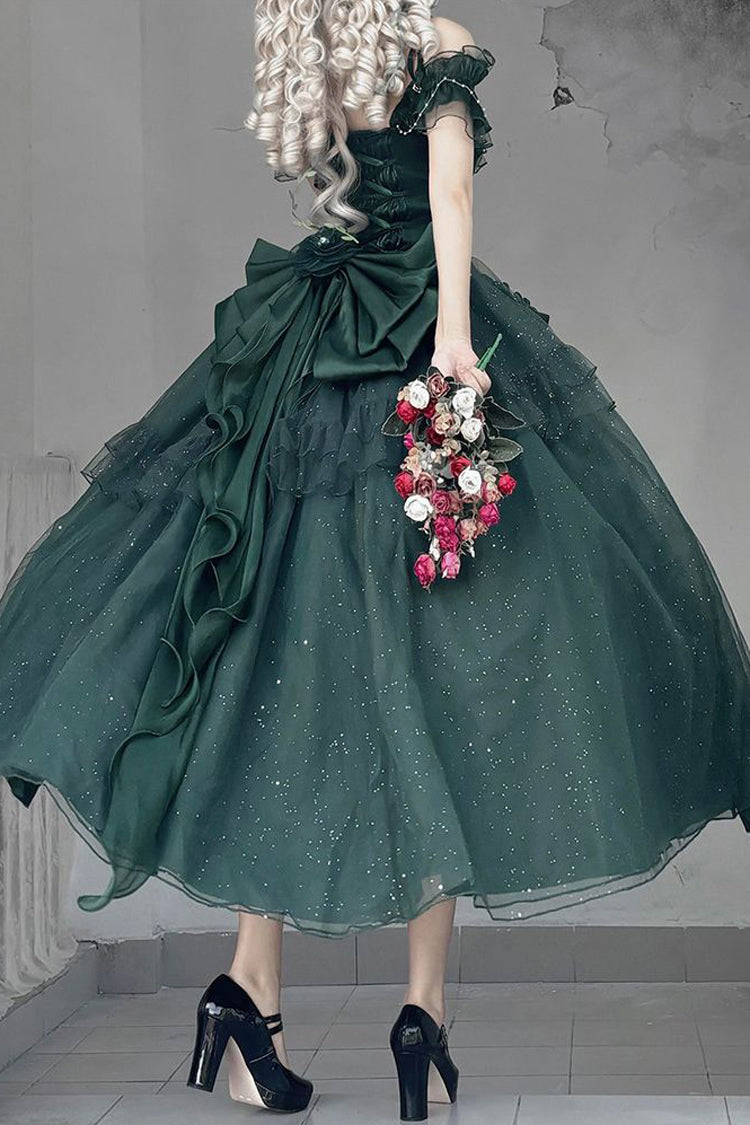 Green Off-Shoulder Sweet Elegant Princess Lolita Dress with Bow