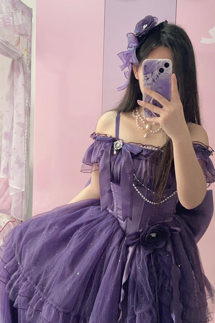 Purple Off-Shoulder Sweet Elegant Princess Lolita Dress with Bow