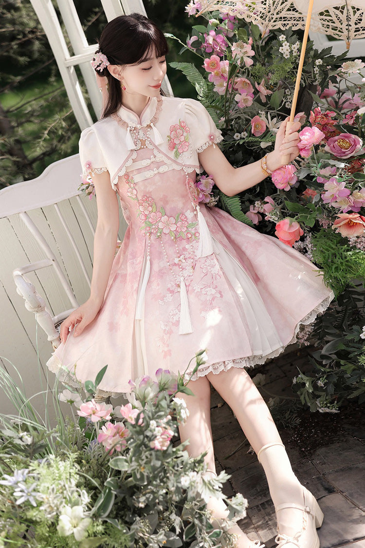 Cherry Blossom Whispers JSK Set with Tassel & Chinese Style