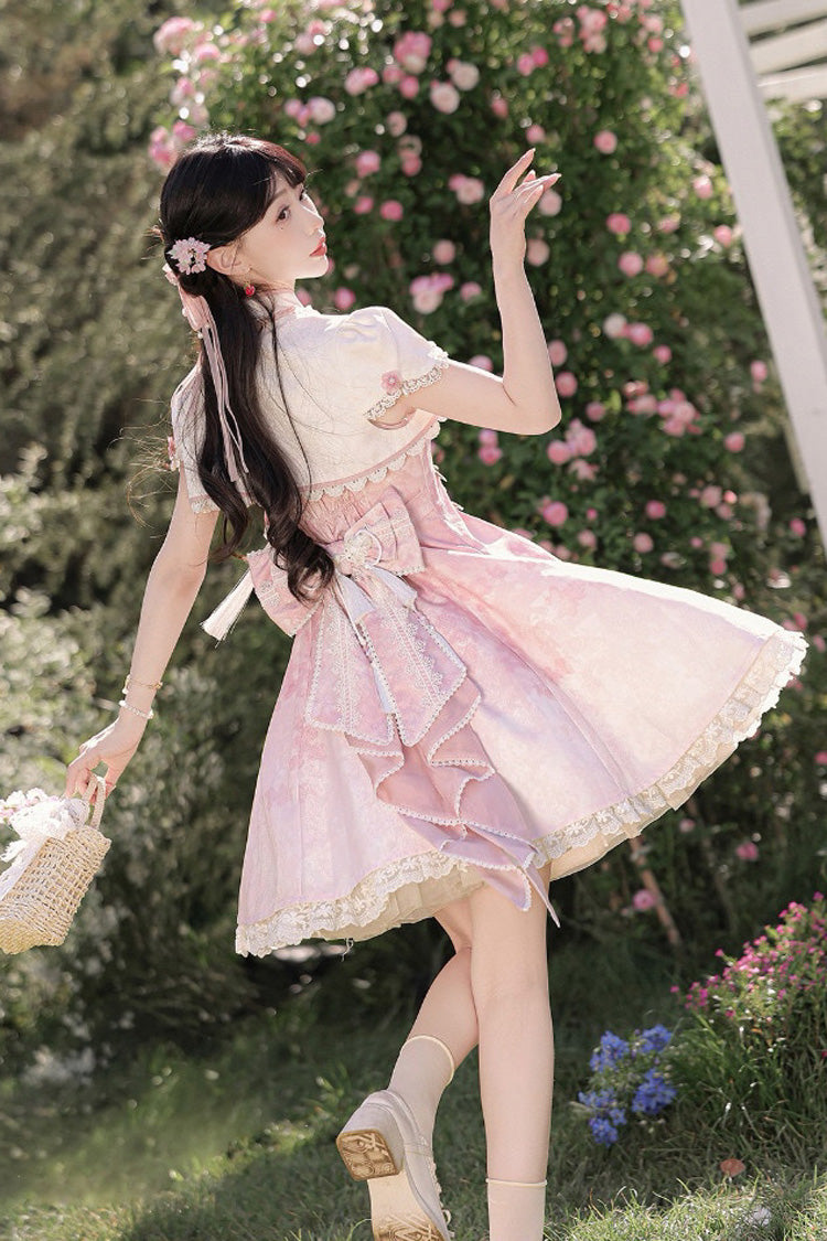 Cherry Blossom Whispers JSK Set with Tassel & Chinese Style