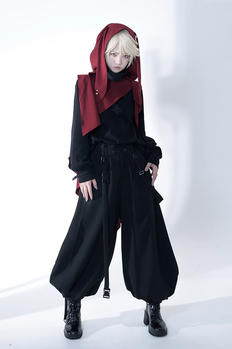 Handsome Rabbit Motif Ouji Lolita Outfit in Black