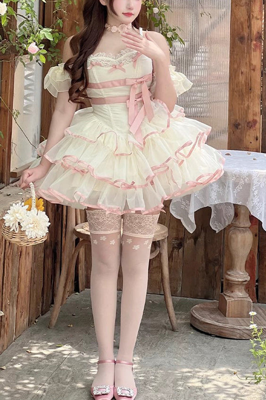 Ballerina Princess Tiered Dress with Bow & Fluffy Silhouette