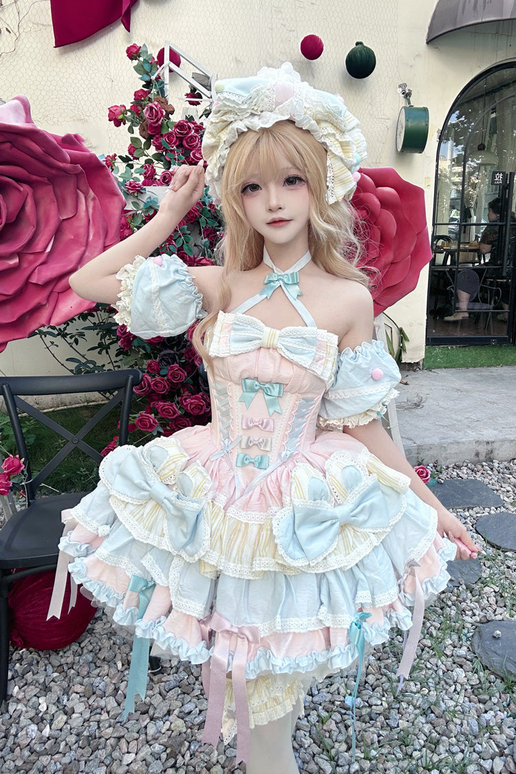 Ribbon Dance Multi-Layered Ruffled Lace-Up Princess Dress